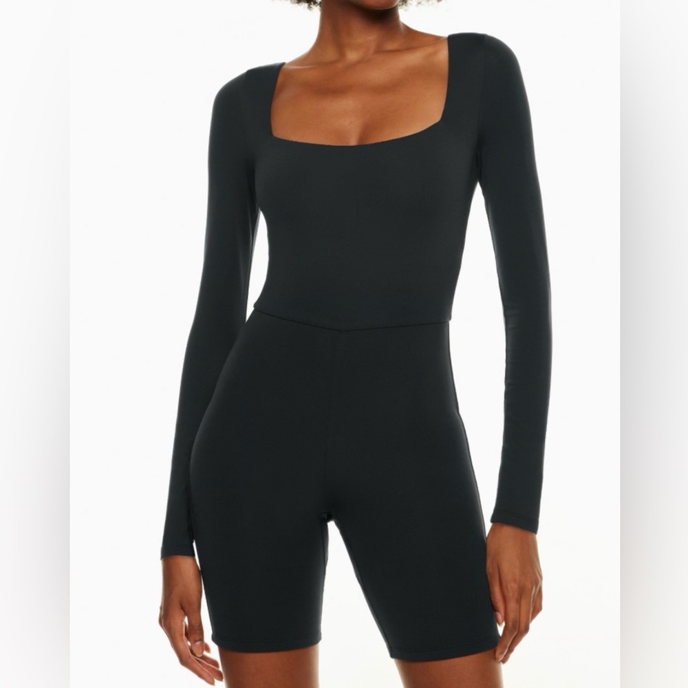 Black Long Square Neck Babaton Romper